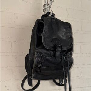Tumi rucksack backpack Black Leather vintage durable